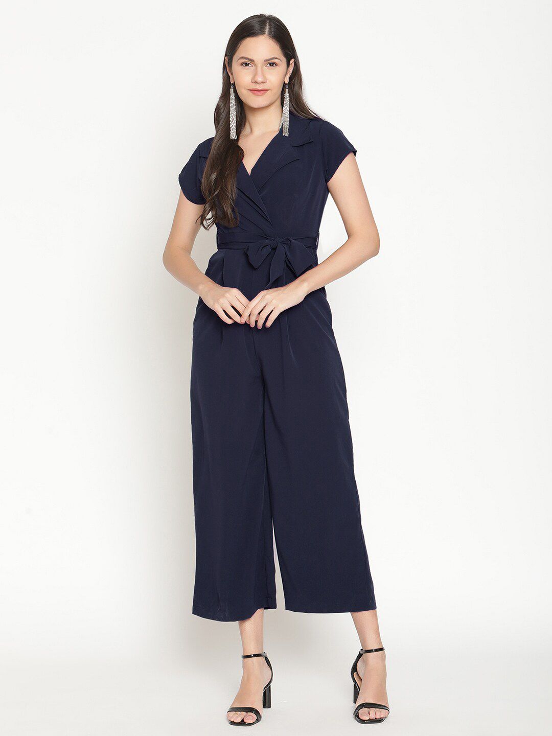 THREAD MUSTER Navy Blue Culotte Jumpsuit Price in India