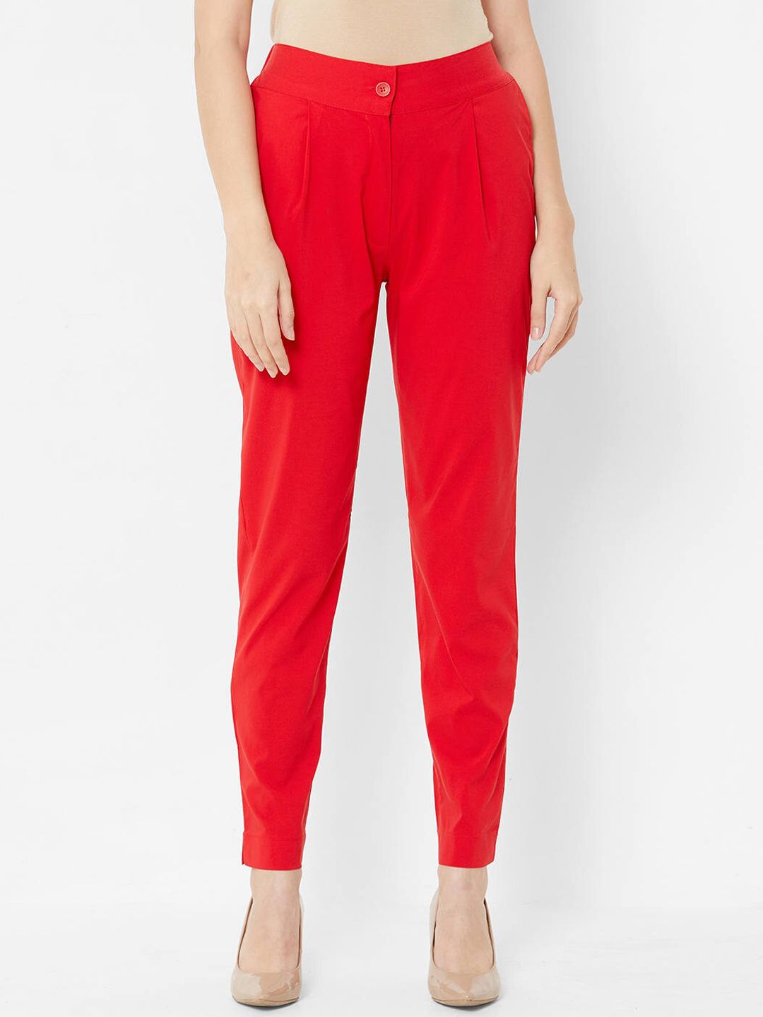 ZOLA Women Red Straight Fit Trousers Price in India
