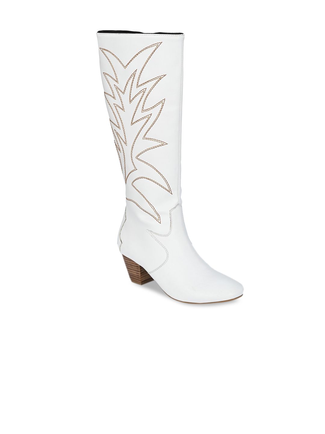 Delize White High-Top Block Heeled Boots Price in India
