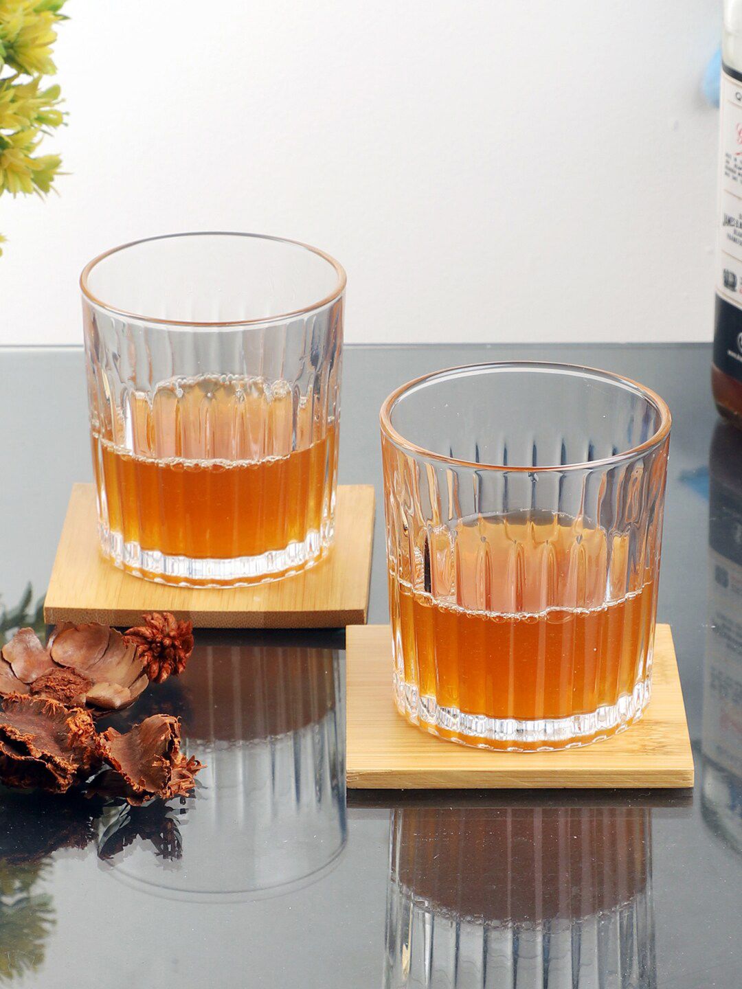 ceradeco Set Of 6 Transparent Textured Whisky Glasses Price in India