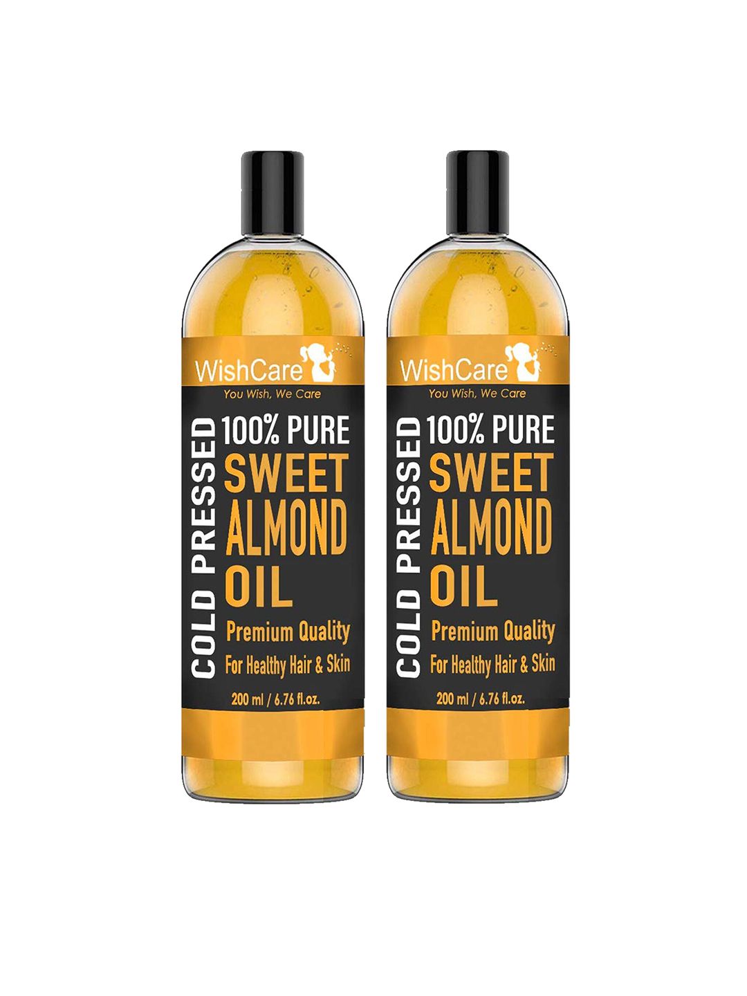 WishCare Set of 2 100% Pure Cold Pressed Sweet Almond Oil - 200 ml each Price in India