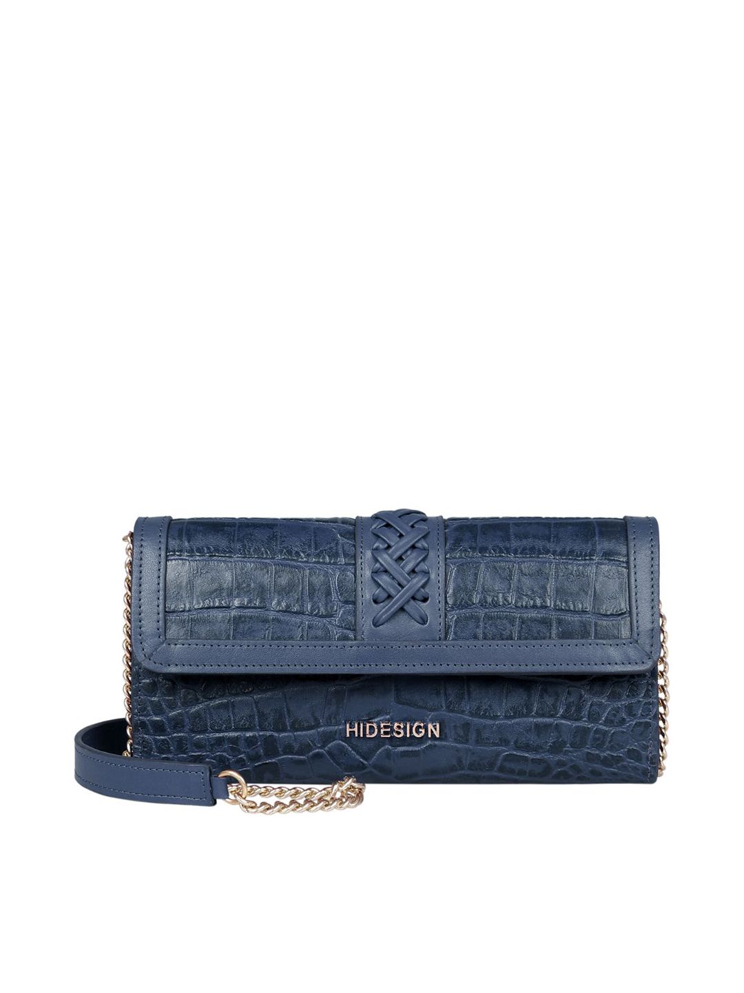 Hidesign Women Blue Textured Leather Envelope Price in India