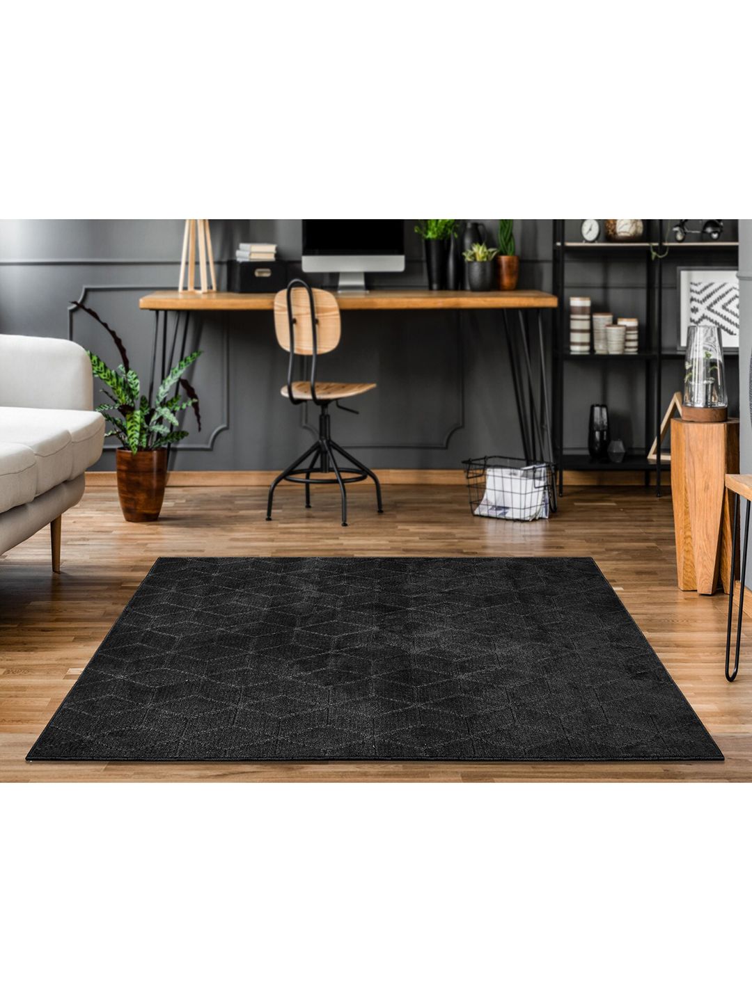 Saral Home Black Rectangular Anti-Skid Carpet Price in India