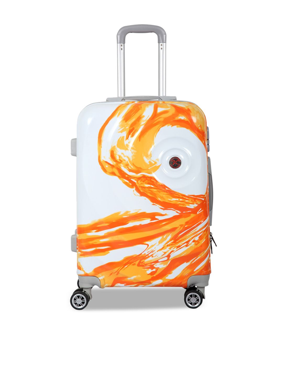 Polo Class Unisex Orange Printed Hard-Sided Cabin Trolley Suitcase Price in India