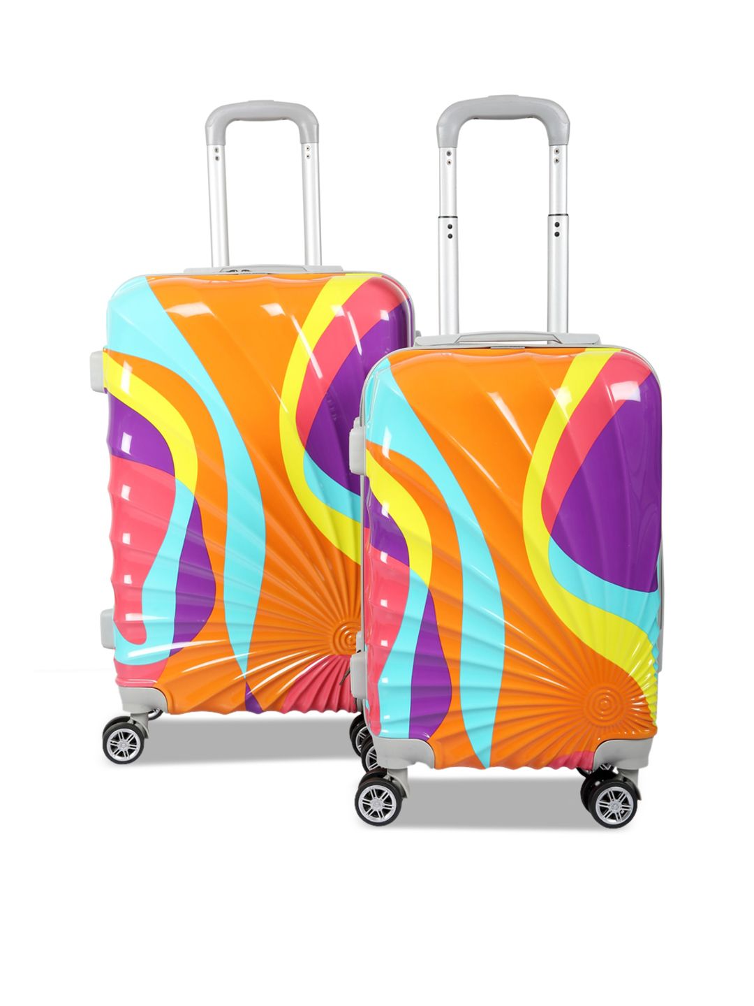Polo Class Unisex 2 Pcs Orange Hard Luggage Trolley Bags Price in India
