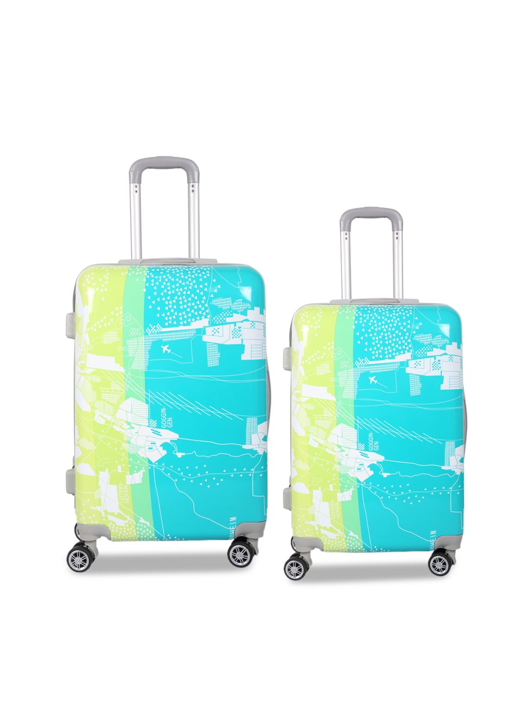 Polo Class Unisex 2 Pcs Green Hard Luggage Trolley Bags Price in India