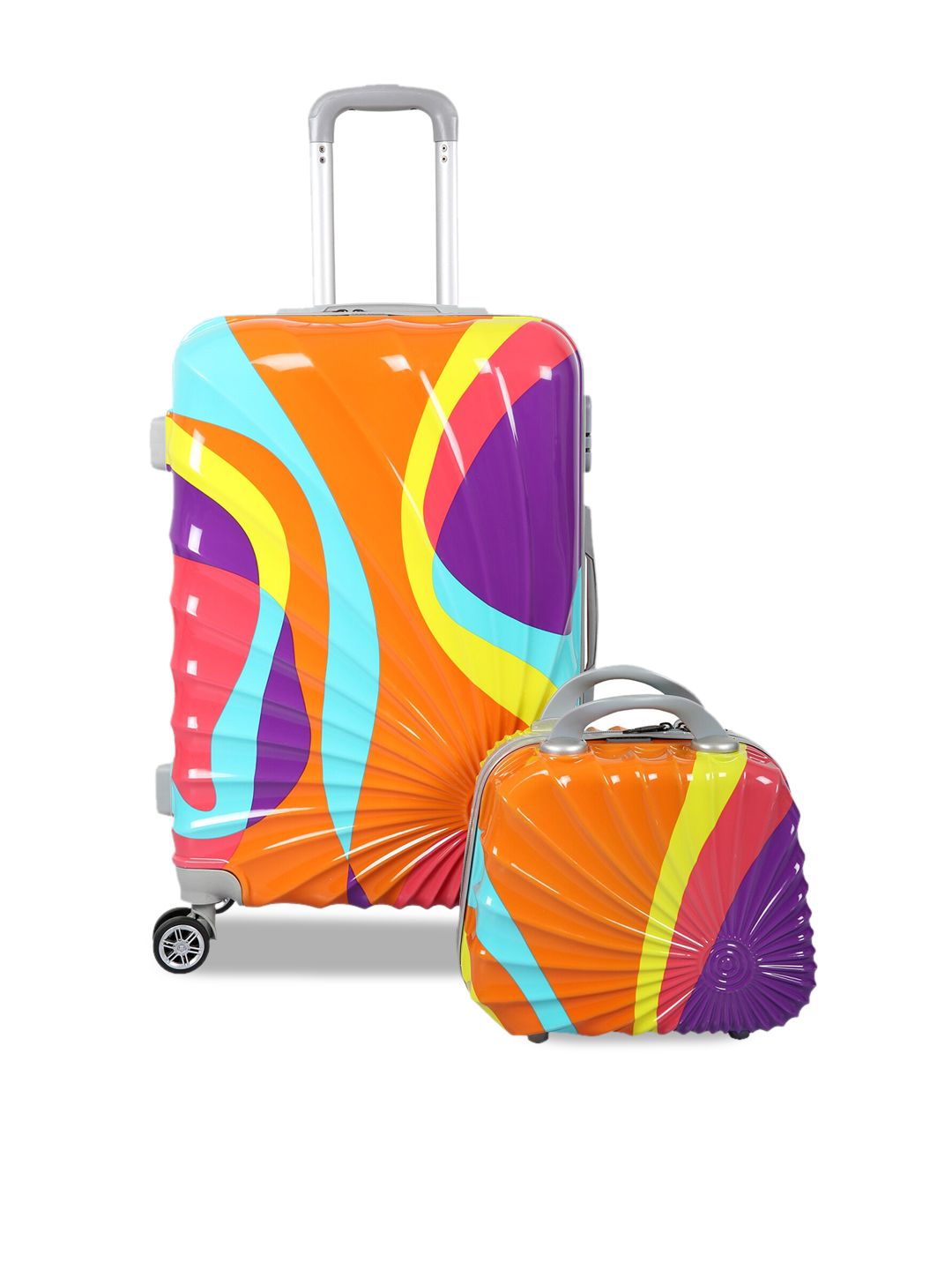 Polo Class Unisex Multicoloured Printed Travel Luggage Trolley Bag with Vanity Bag Price in India