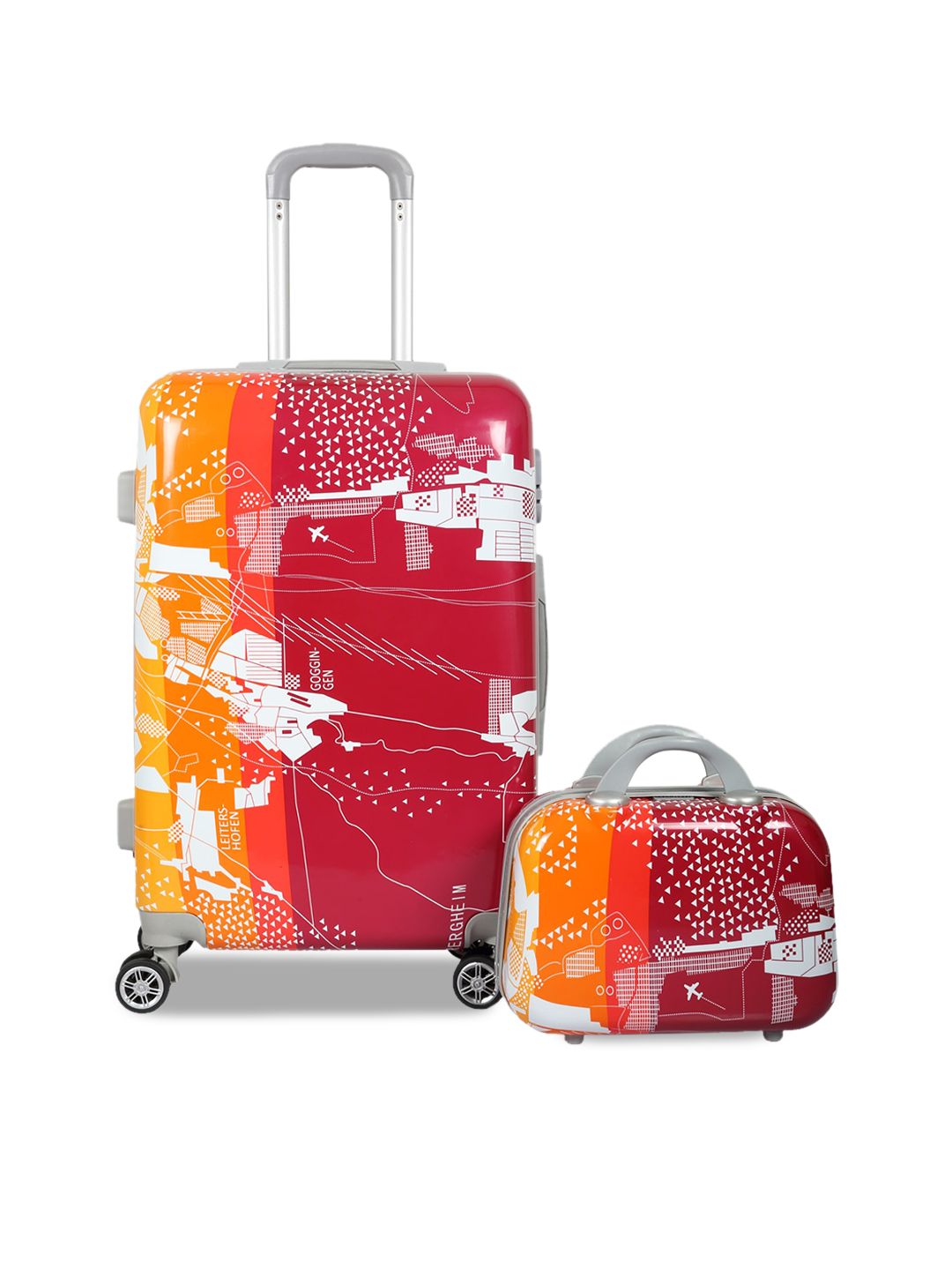Polo Class Unisex Red Set of 2 Luggage Trolley Bag with 1pc Vanity Bag Price in India
