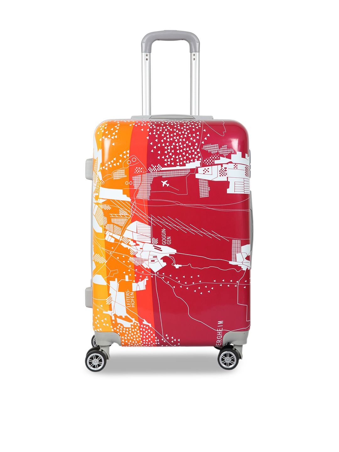 Polo Class Red & Yellow Printed Hard-Sided Cabin Trolley Suitcase Price in India