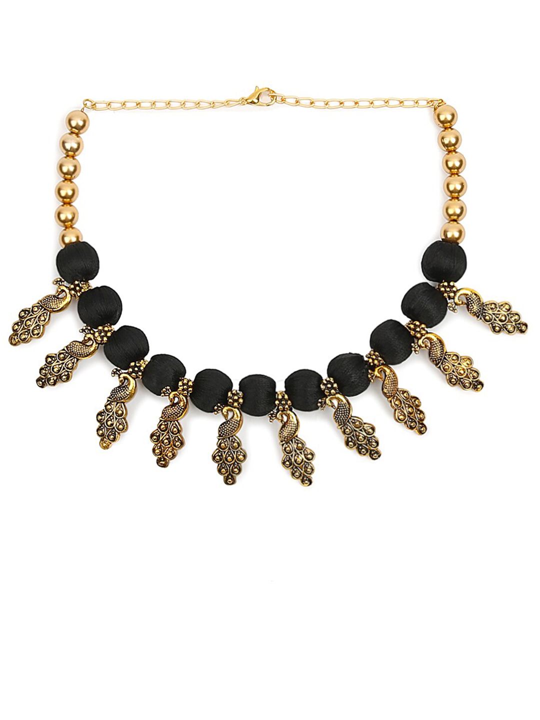 AKSHARA Gold-Toned & Black Choker Necklace Price in India