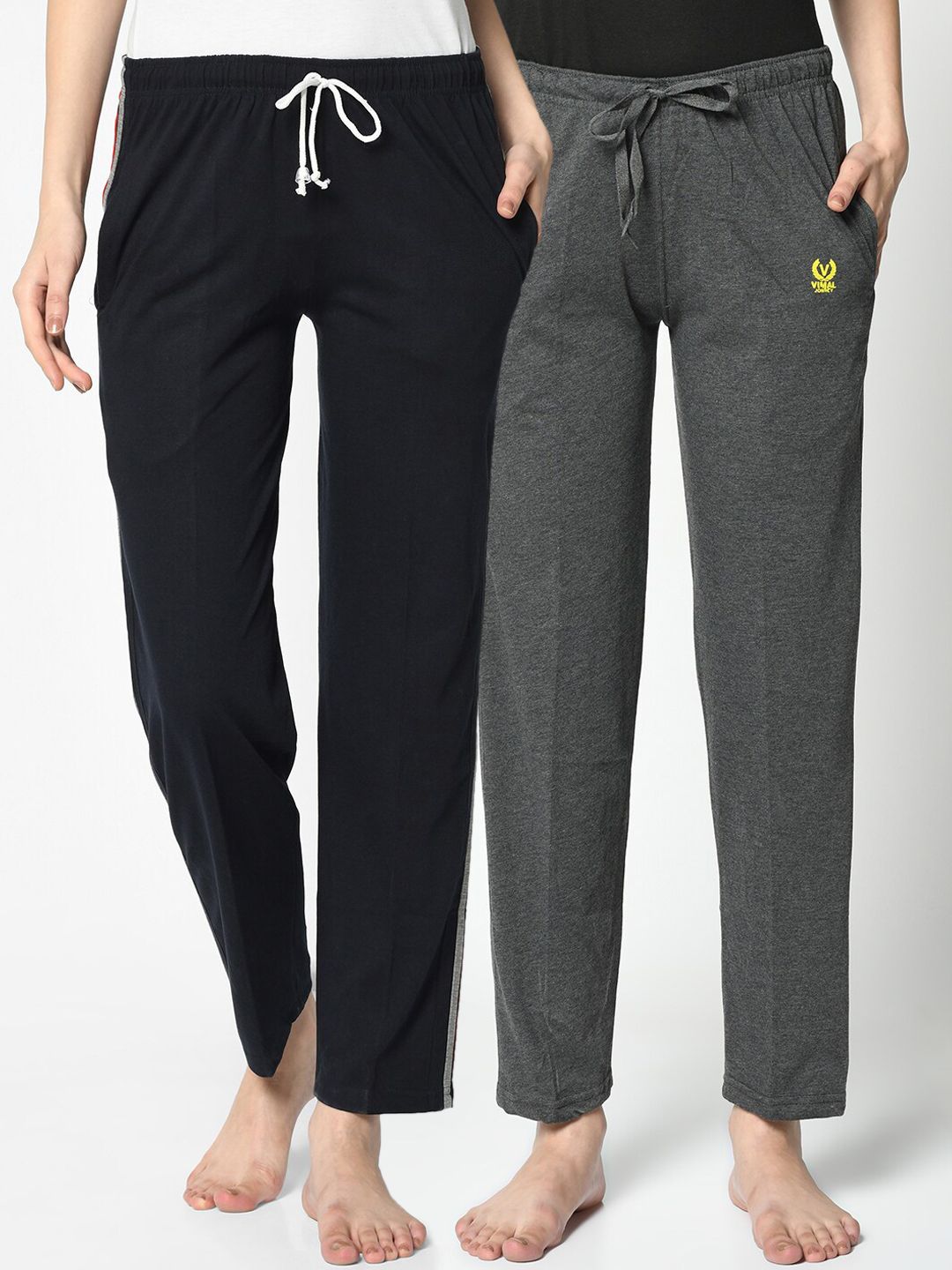 VIMAL JONNEY Women Pack Of 2 Solid Lounge Pants Price in India