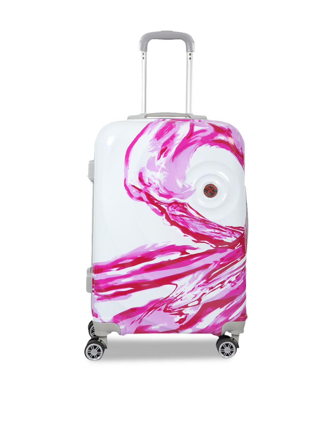 Polo Class Pink & White Printed Hard-Sided Large Trolley Suitcase Price in India