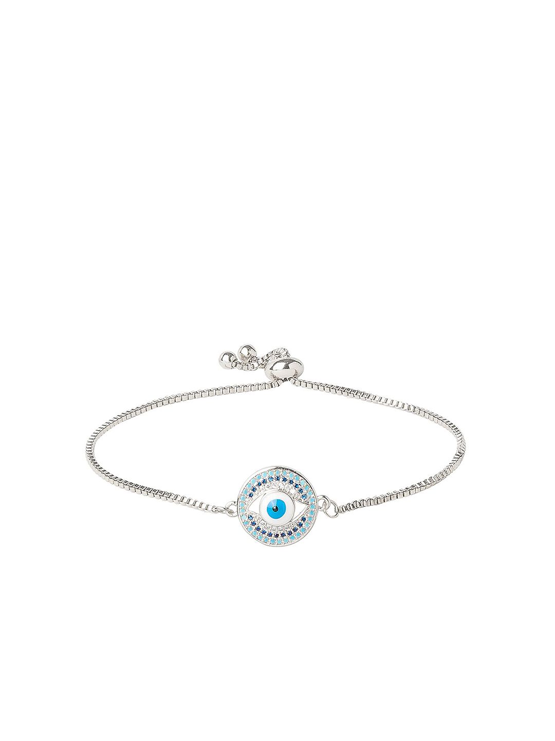 Moon Dust Women Turquoise Blue Brass Cubic Zirconia Silver-Plated Charm Bracelet Price in India