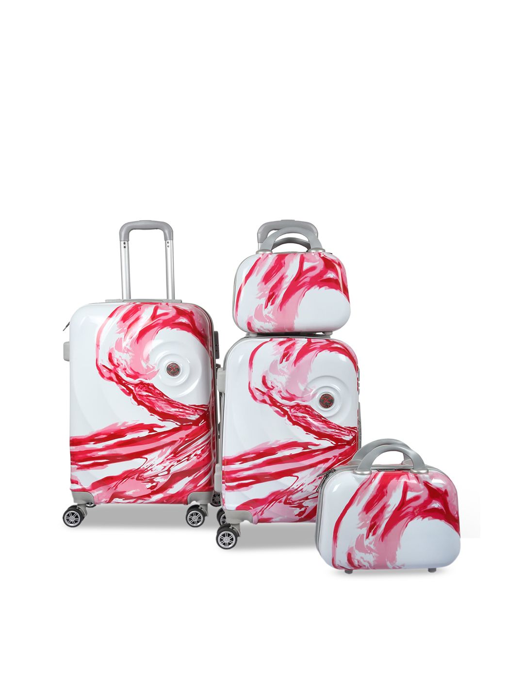 Polo Class Red & White Printed Set of 4 Travelling Bag Price in India