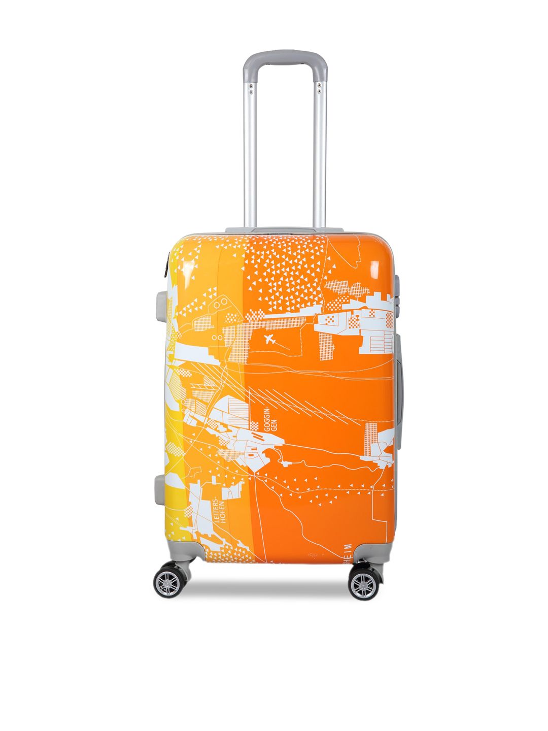 Polo Class Orange & White Printed Hard Sided Cabin Trolley Suitcase Price in India