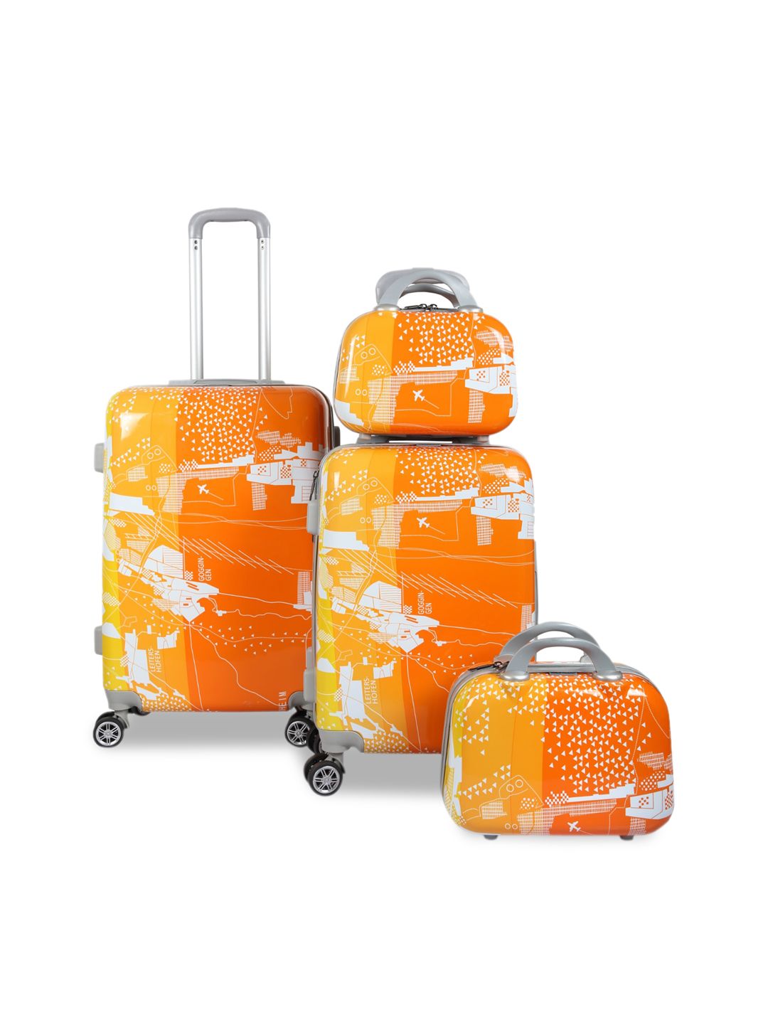 Polo Class Orange 2Pc Set Hard Luggage Trolley Bag (20/24 inch) with 2 pc Vanity Price in India