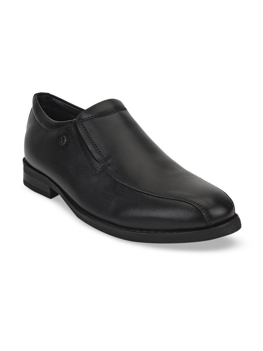 Liberty Men Black Leather Formal Slip-Ons