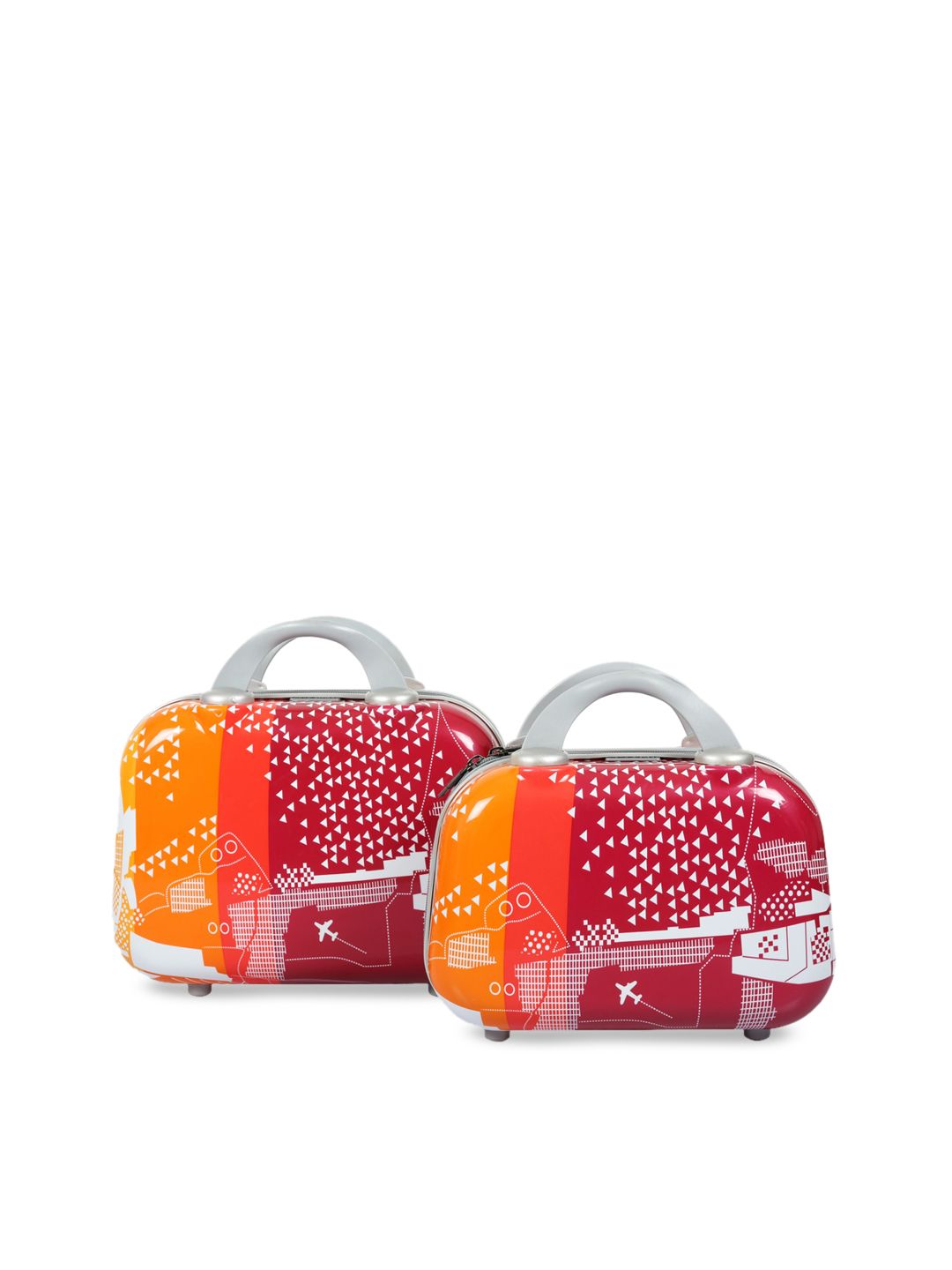 Polo Class Set Of 2 Red & Orange Printed Vanity Cabin Trolley Bags Price in India