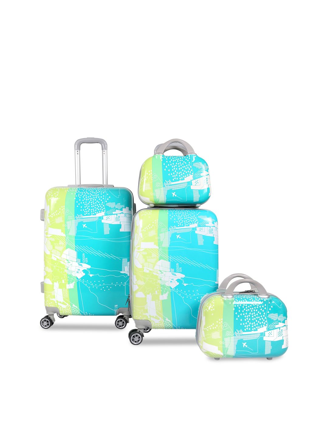 Polo Class Set of 2 Green Travel Trolley Bag with 2 Vanity Bag Price in India