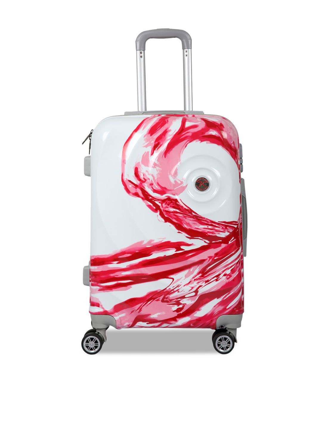 Polo Class Red & White Printed Hard-Sided Medium Trolley Suitcase Price in India