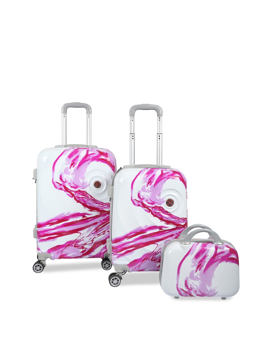 Polo Class Pink & White Printed Set of 3 Travelling Bag Price in India