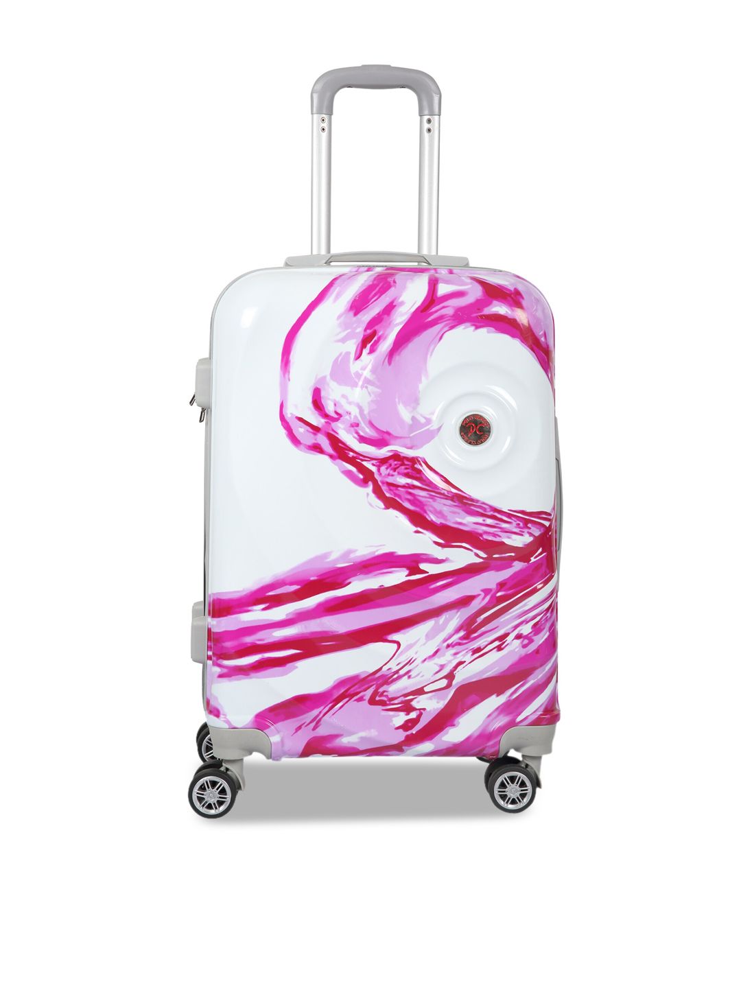 Polo Class Pink & White Printed Hard-Sided Medium Trolley Suitcase Price in India