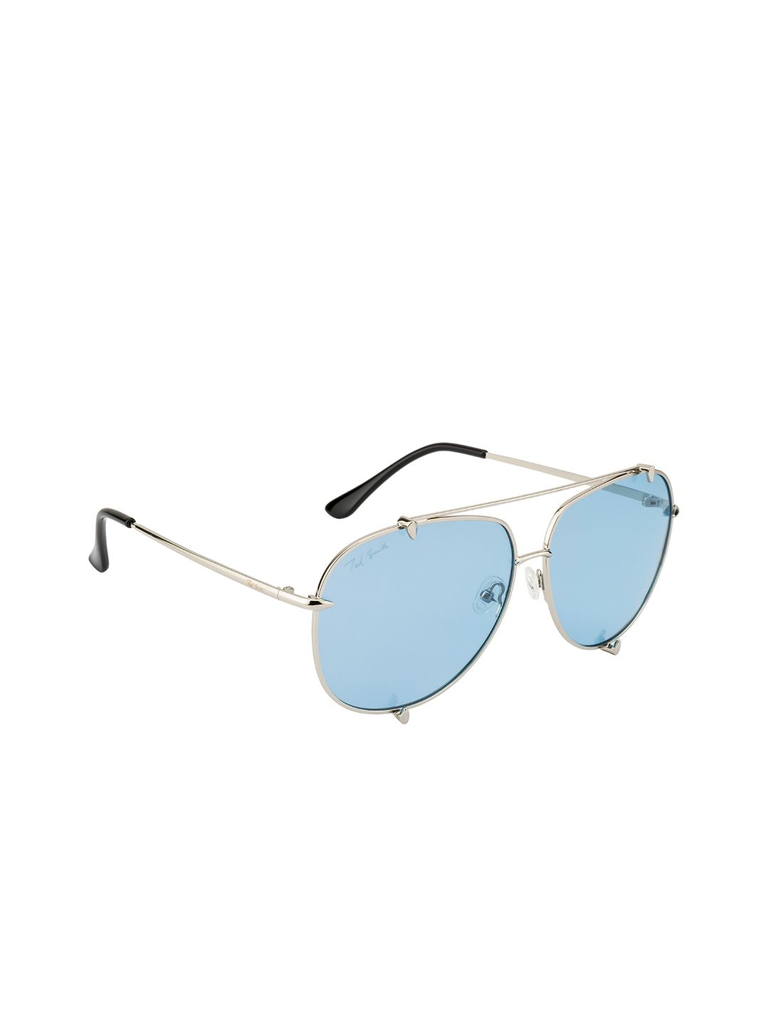 Ted Smith Unisex Blue Lens & Silver-Toned Polarised Aviator Sunglasses TSO-P0907_C3 Price in India