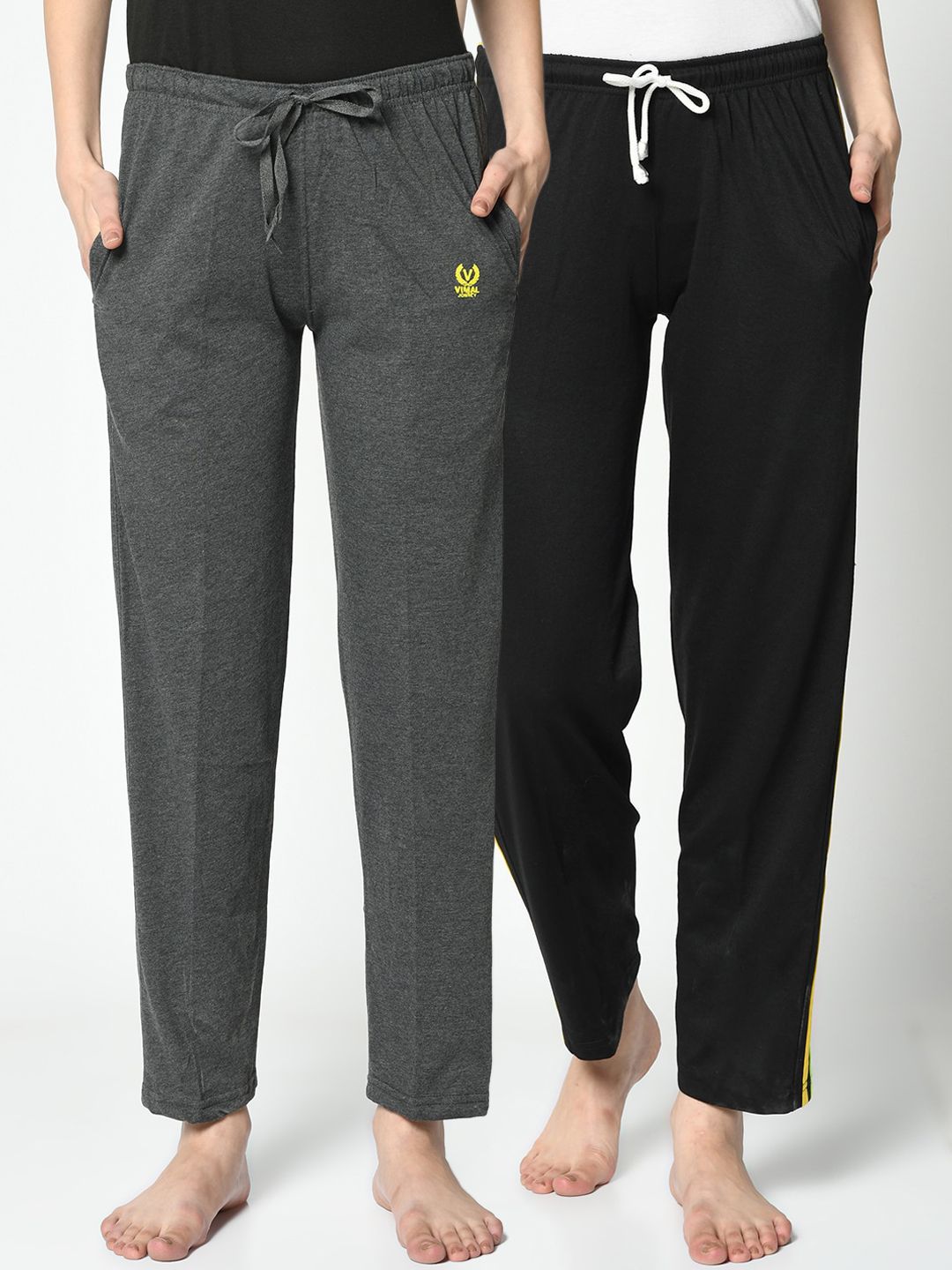 VIMAL JONNEY Women Pack Of 2 Solid Lounge Pants Price in India