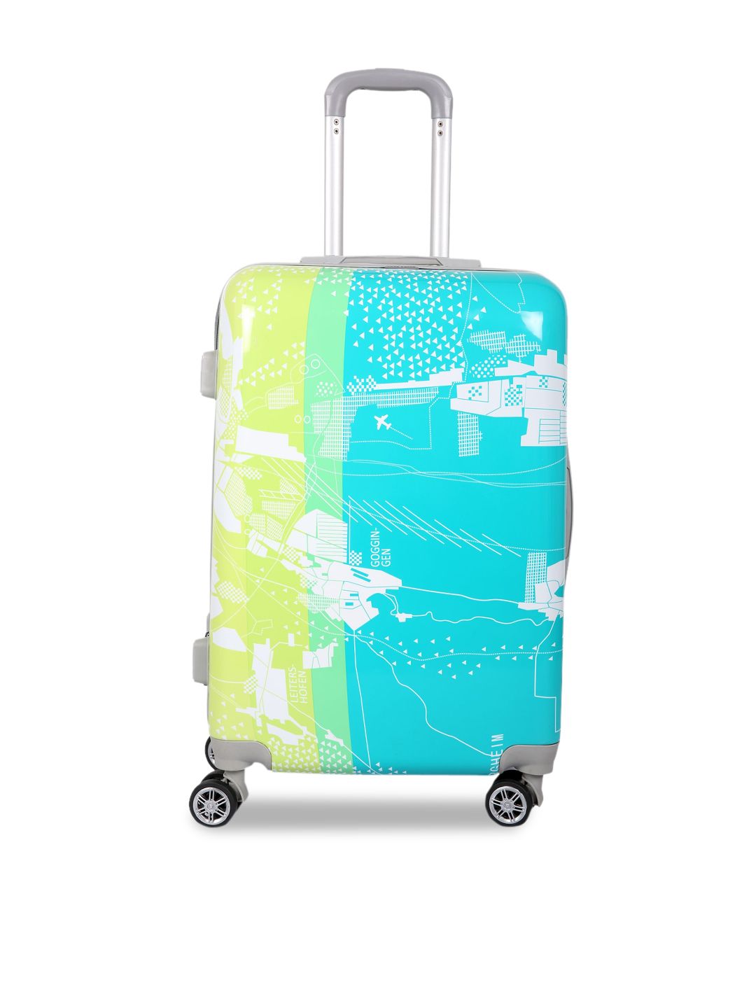 Polo Class Green & Blue Printed Hard Sided Cabin Trolley Suitcase Price in India