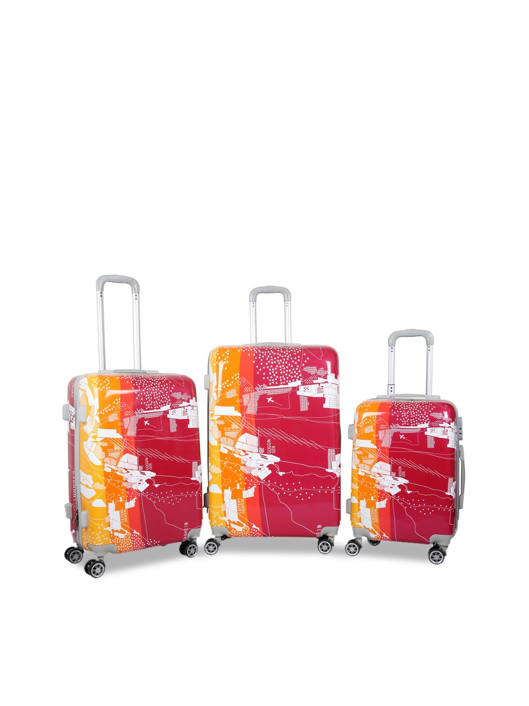 Polo Class Unisex 3 Pcs Red Hard Luggage Trolley Bags Price in India