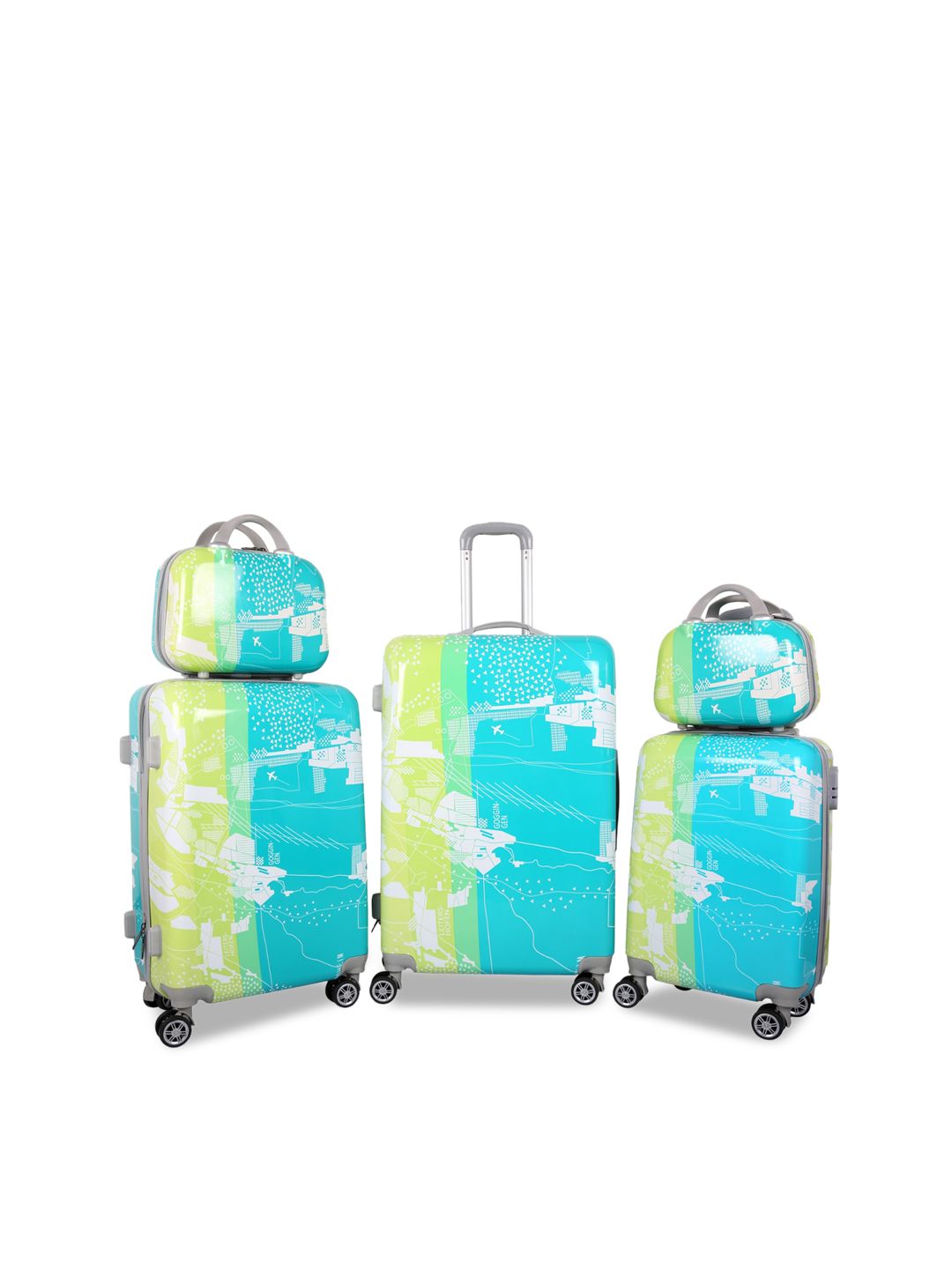 Polo Class Set of 3 Green Trolley Bag with 2 Vanity Bag Price in India