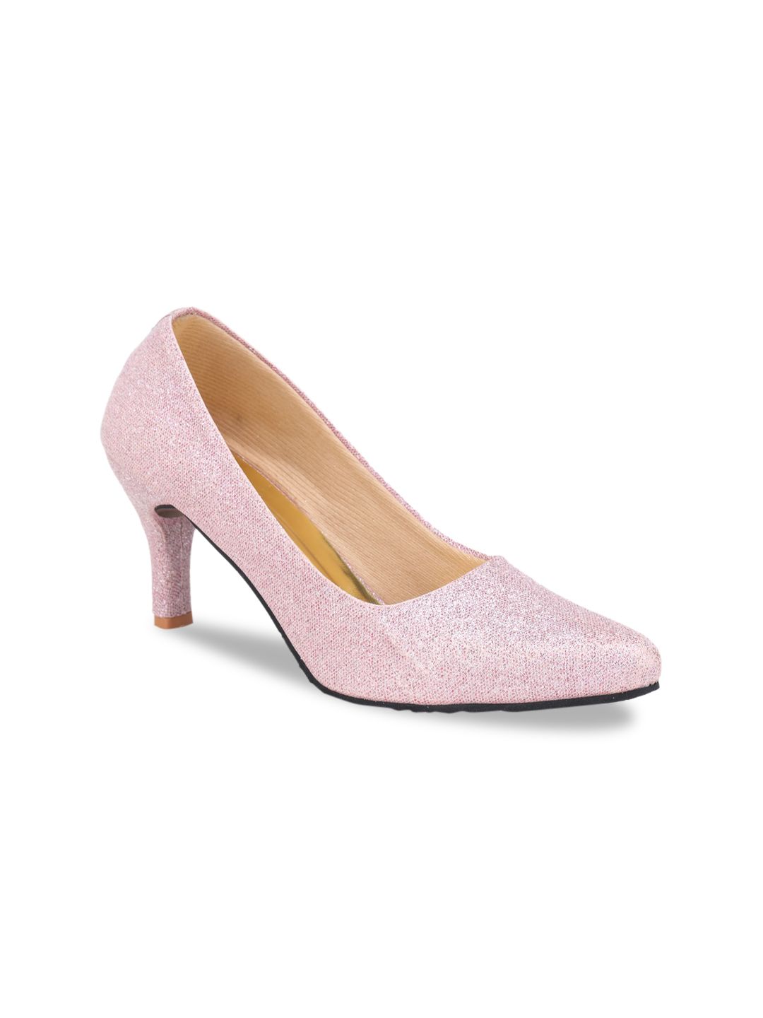 LONDON STEPS Pink Textured Kitten Heeled Pumps Price in India