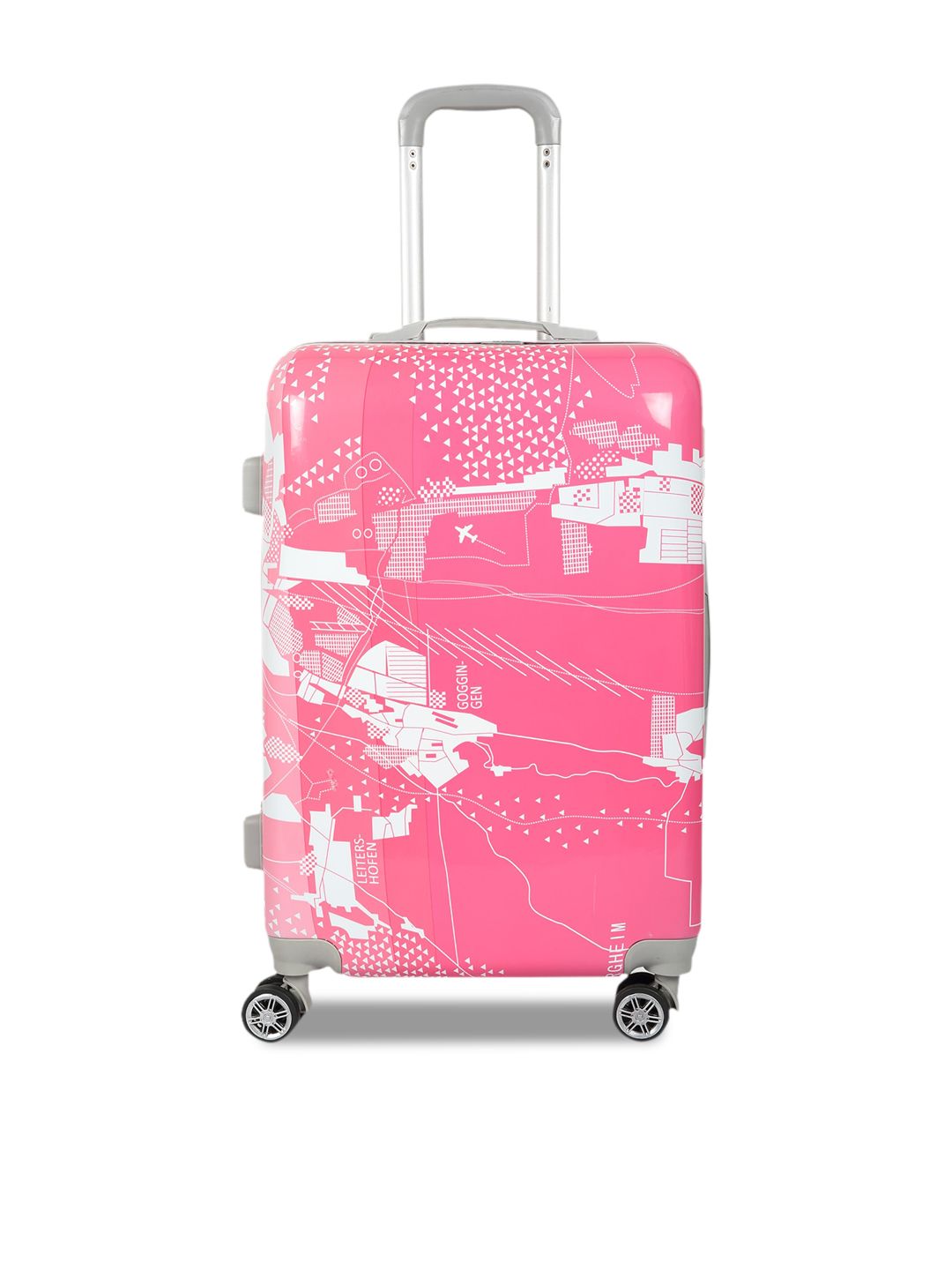 Polo Class Pink & White Printed Hard-Sided Medium Trolley Suitcase Price in India