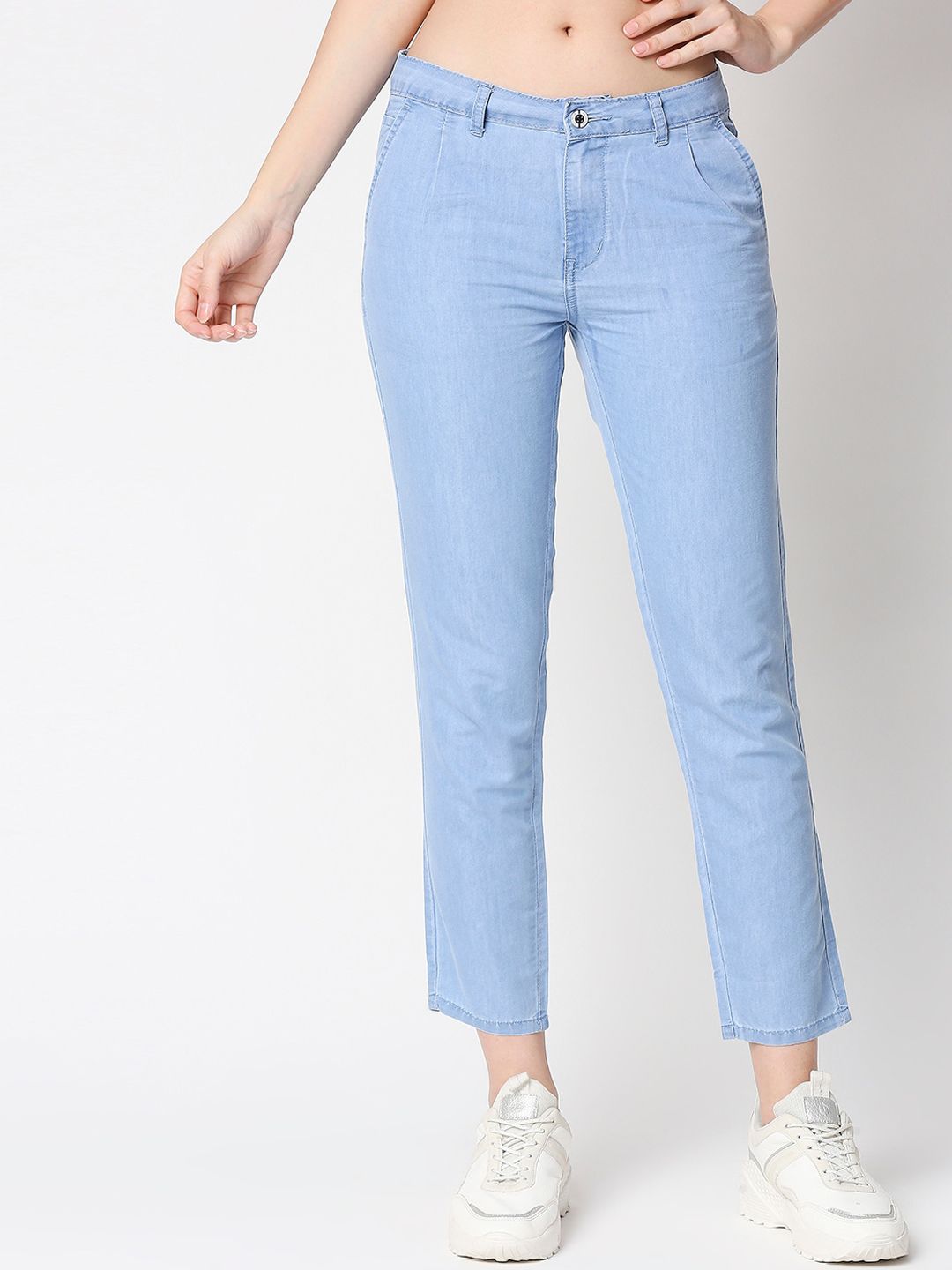 High Star Women Blue Slim Fit Cropped Jeans Price in India