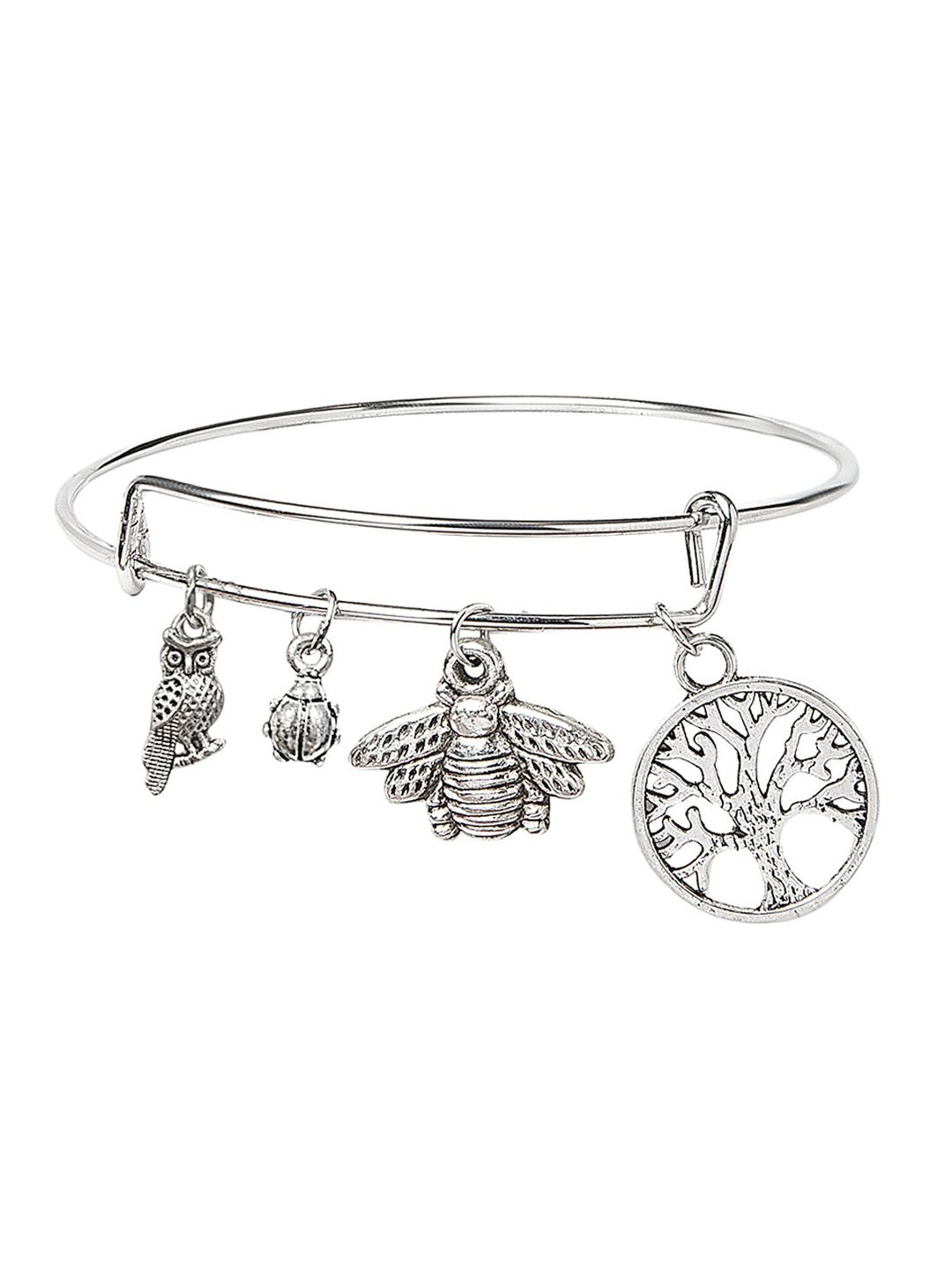 Moon Dust Women Silver-Toned Brass Silver-Plated Bangle-Style Bracelet Price in India