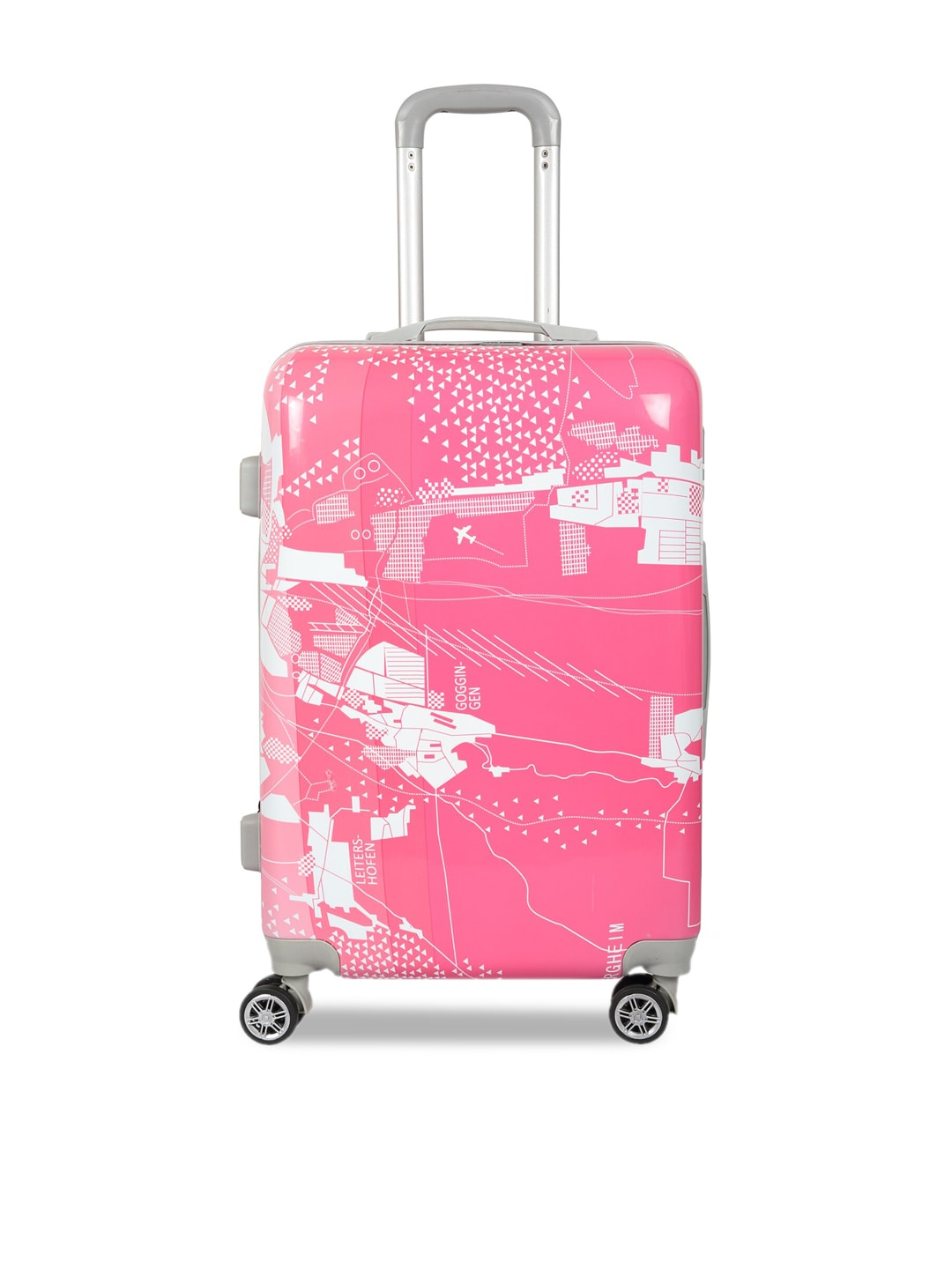 Polo Class Pink & White Printed Hard-Sided Large Trolley Suitcase Price in India