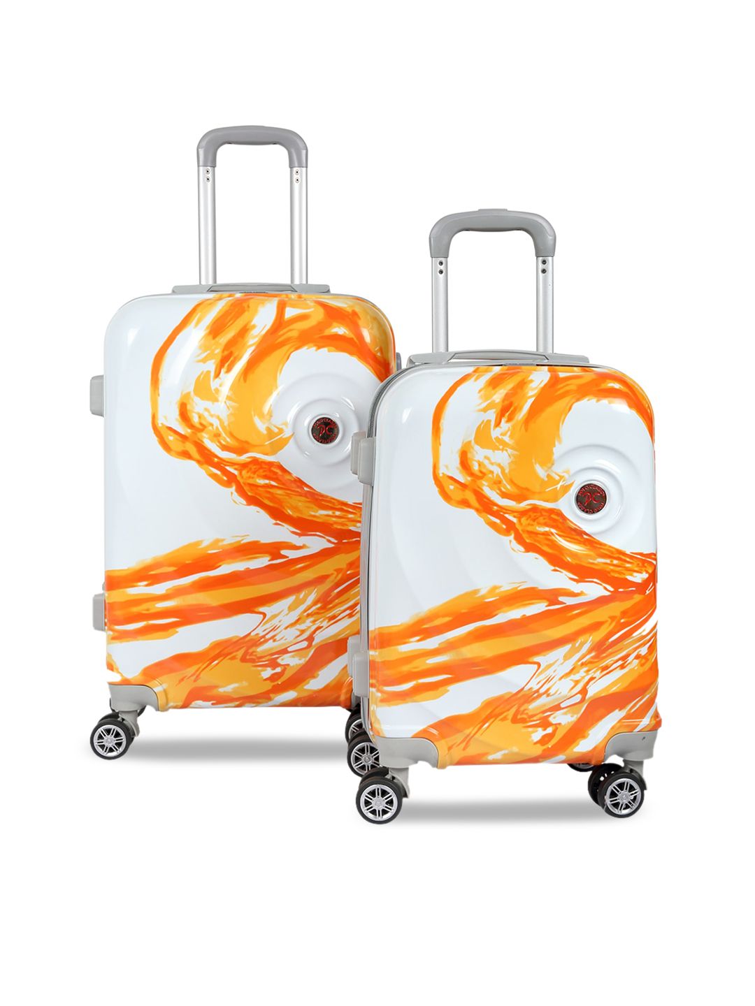 Polo Class Orange & White Printed Set of 2 Trolley Bag Price in India