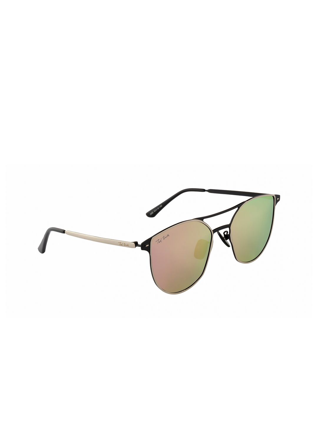 Ted Smith Unisex Pink Lens & Black Aviator Sunglasses with Polarised Lens TSO-P1055_PINK Price in India