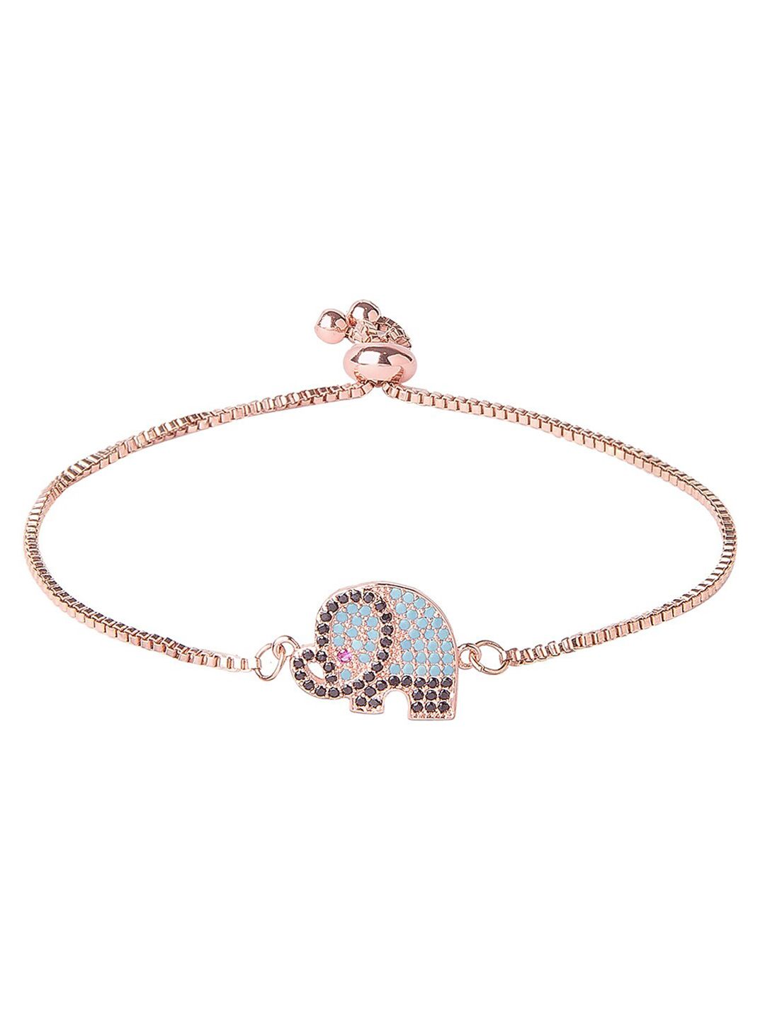 Moon Dust Women Rose Gold Brass American Diamond Rose Gold-Plated Charm Bracelet Price in India