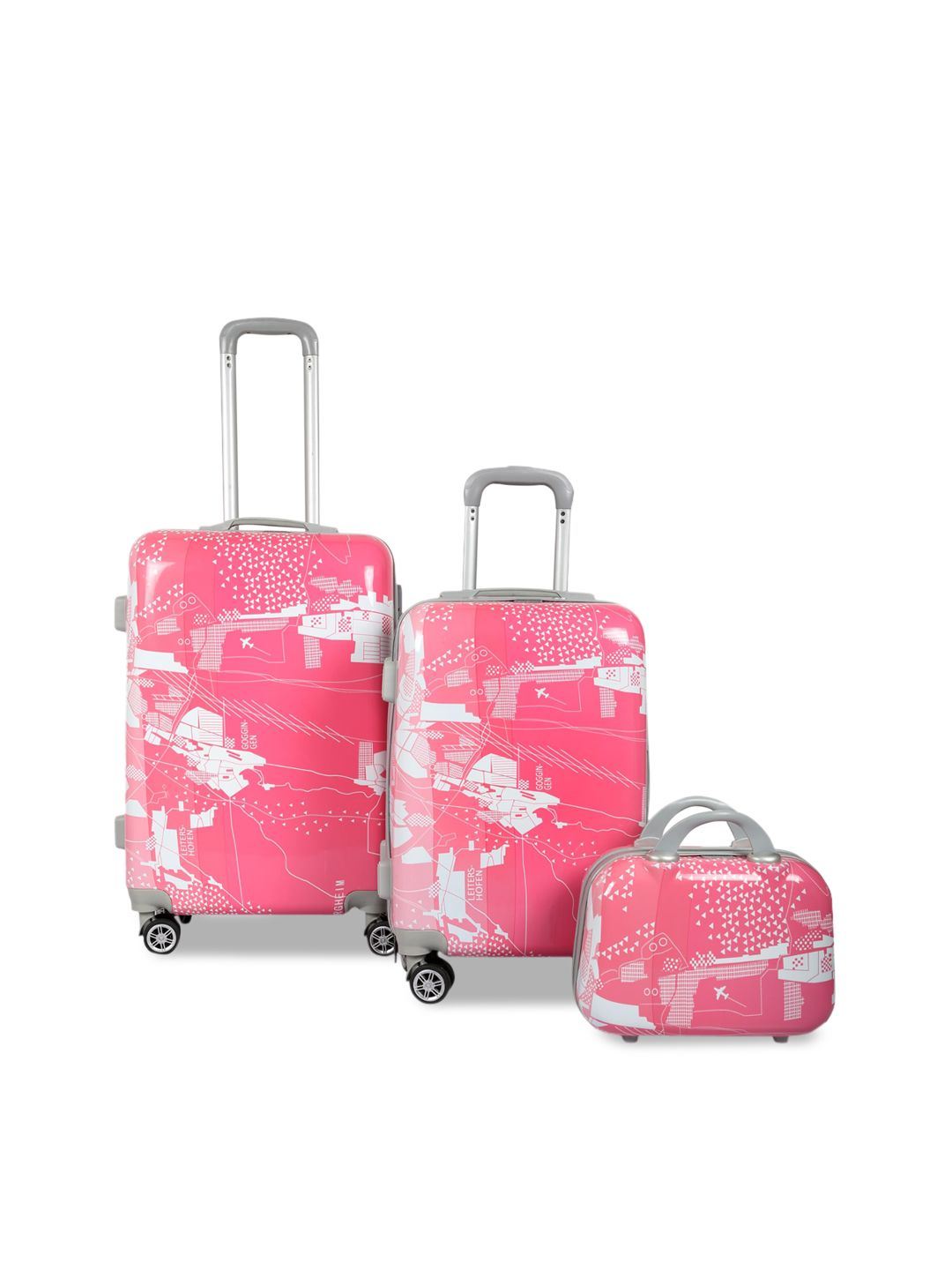 Polo Class Unisex Pink 2 Pc Trolley Bags With Vanity Bag Price in India