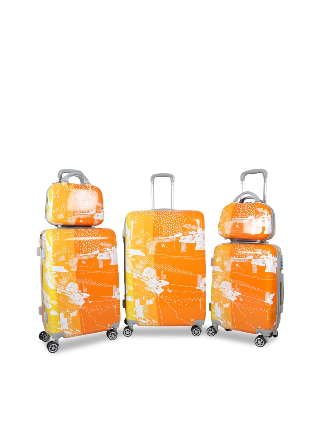 Polo Class Orange 3Pc Set Trolley Bag Luggage Suitcases with 2pc Vanity Bag Price in India