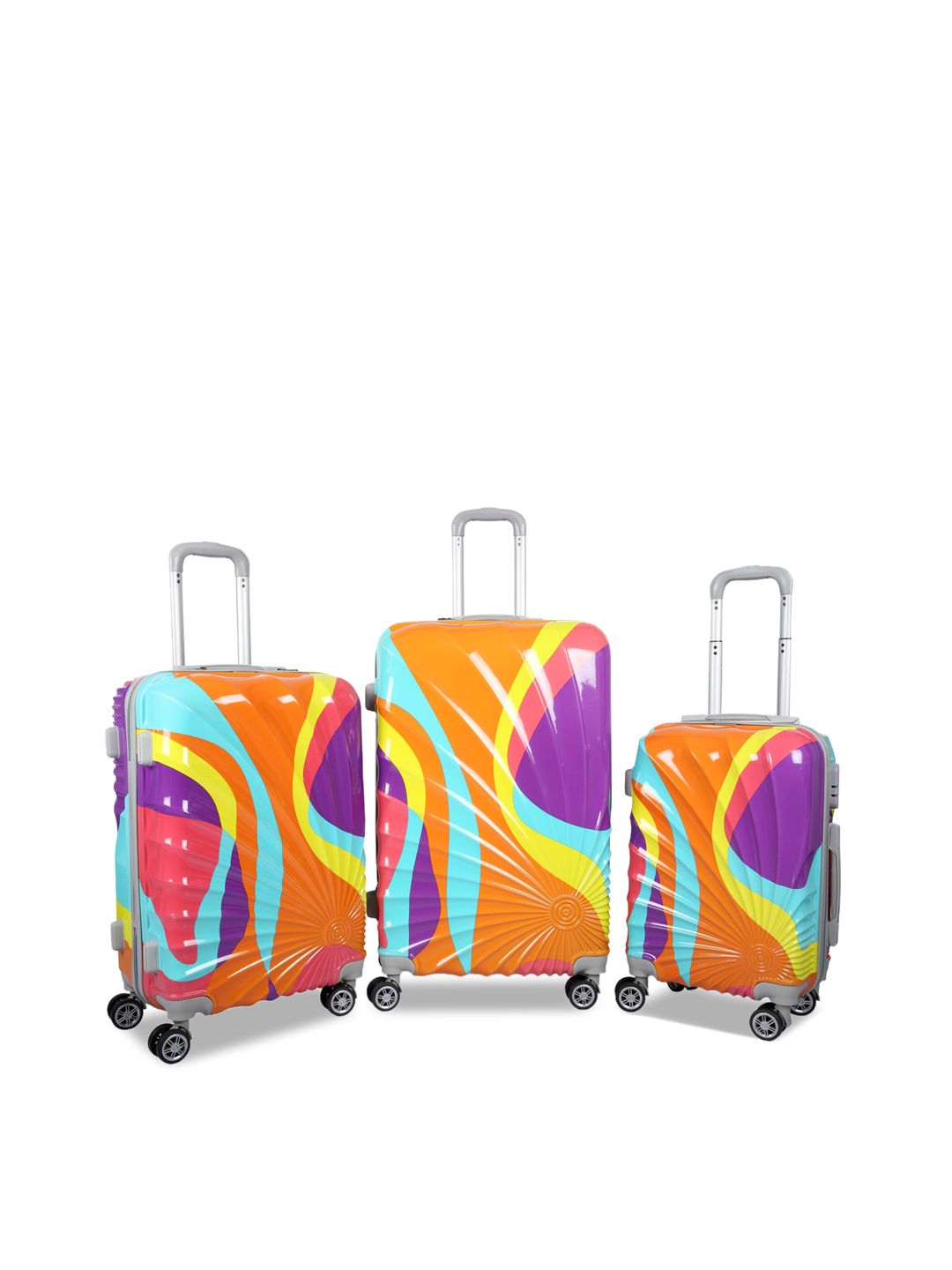 Polo Class Multicoloured 3 Pc Set Hard Luggage Trolley Bag Price in India