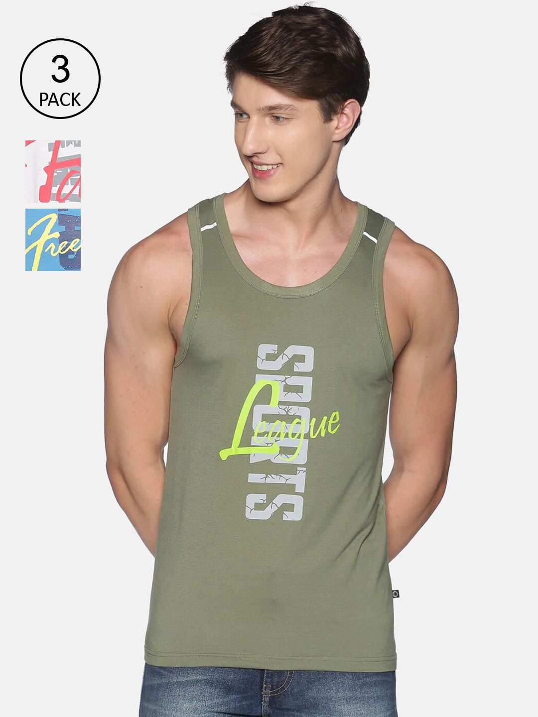 Dollar Men Pack Of 3 Assorted Cotton Innerwear Tanks