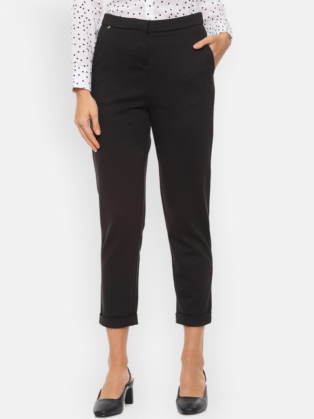 Van Heusen Woman Women Black Chinos Trousers Price in India