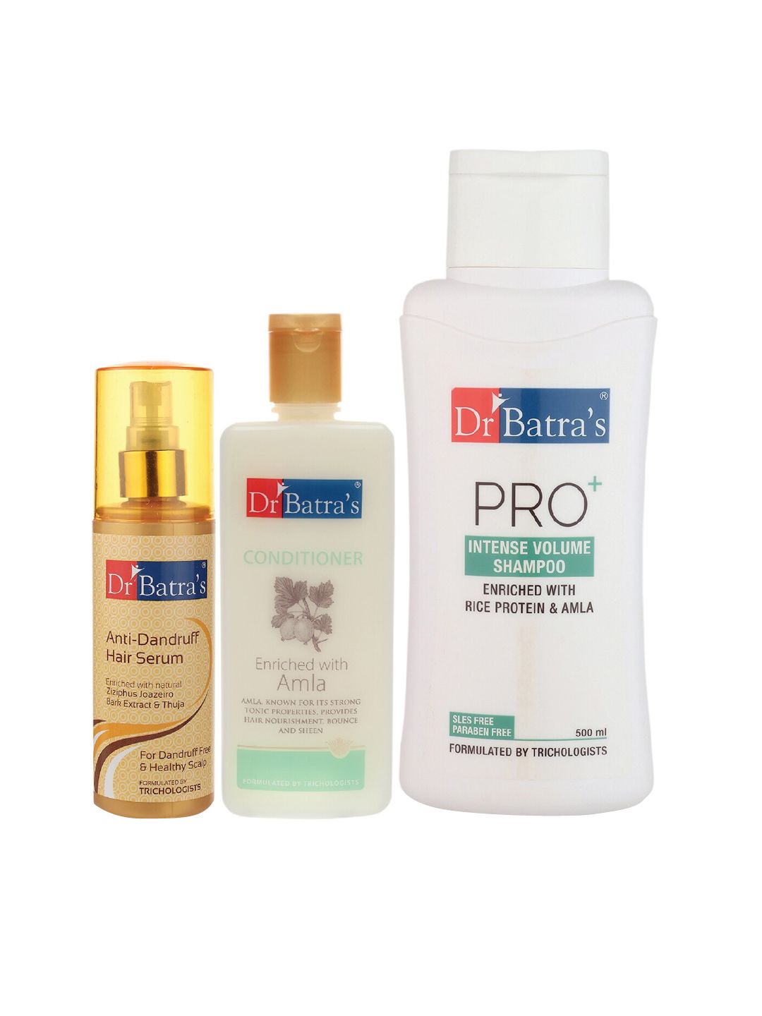 Dr Batra's Pack of 3 Anti Dandruff Hair Serum Conditioner & Pro+ Intense Volume Shampoo Price in India
