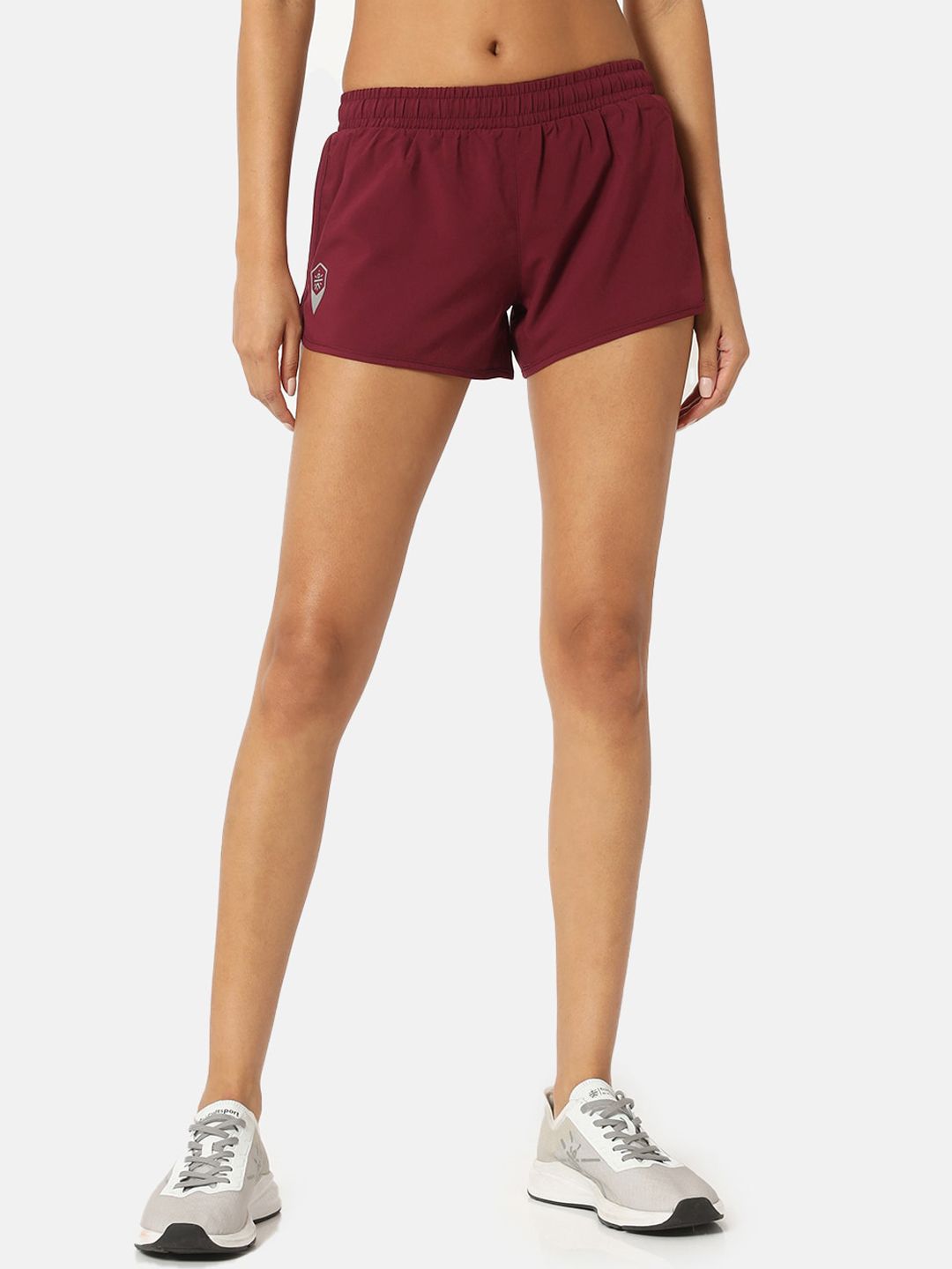 Cultsport Women Maroon Mid-Rise Training or Gym Sports Shorts Price in India
