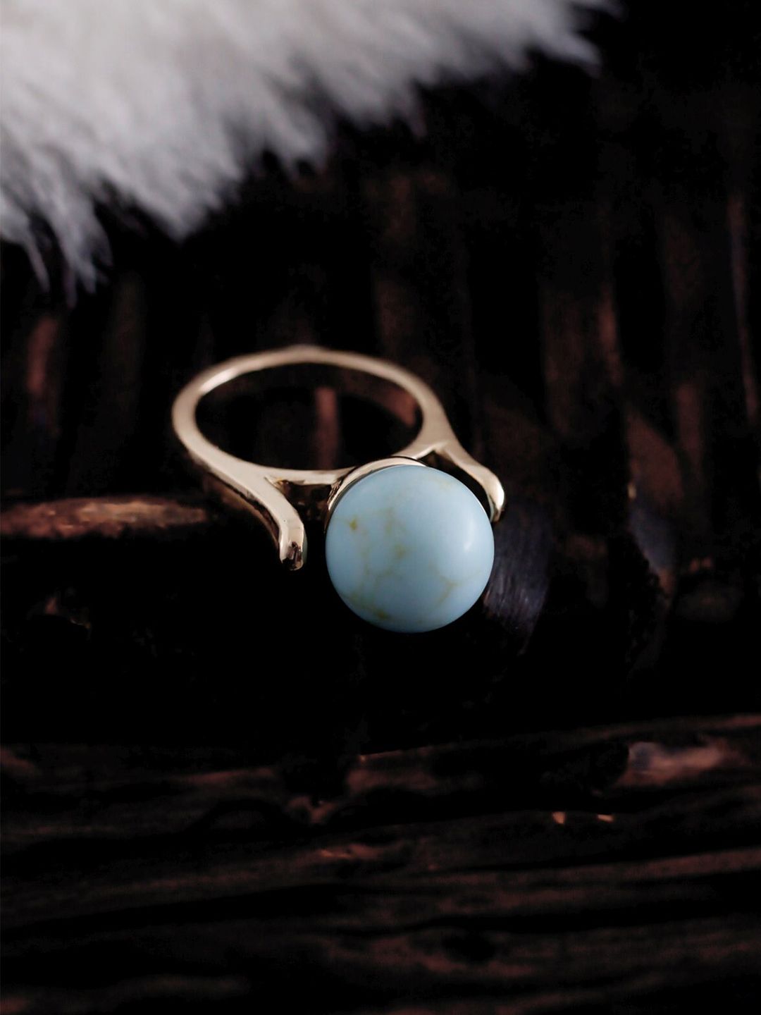 Bellofox Gold-Plated Blue Marble Globe Beaded Finger Ring Price in India