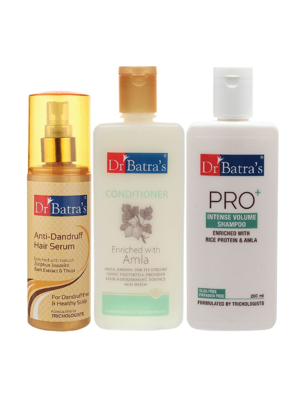 Dr Batra's Pack of 3 Anti Dandruff Hair Serum Conditioner & Pro+ Intense Volume Shampoo Price in India