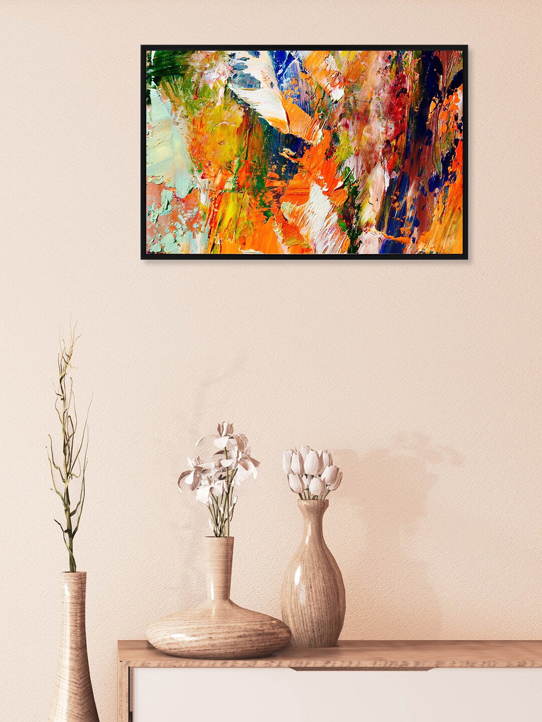 nest ART Orange & Blue Abstract Painting Wall Art Price in India