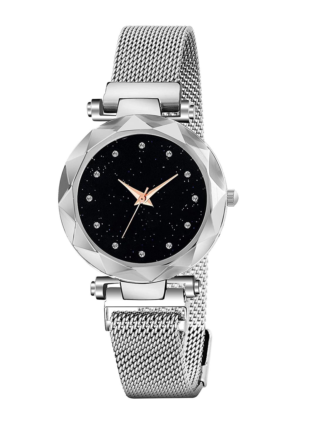 SWADESI STUFF Women Silver Textured Analogue Watch-12 POINT SILVER MAGNET Price in India